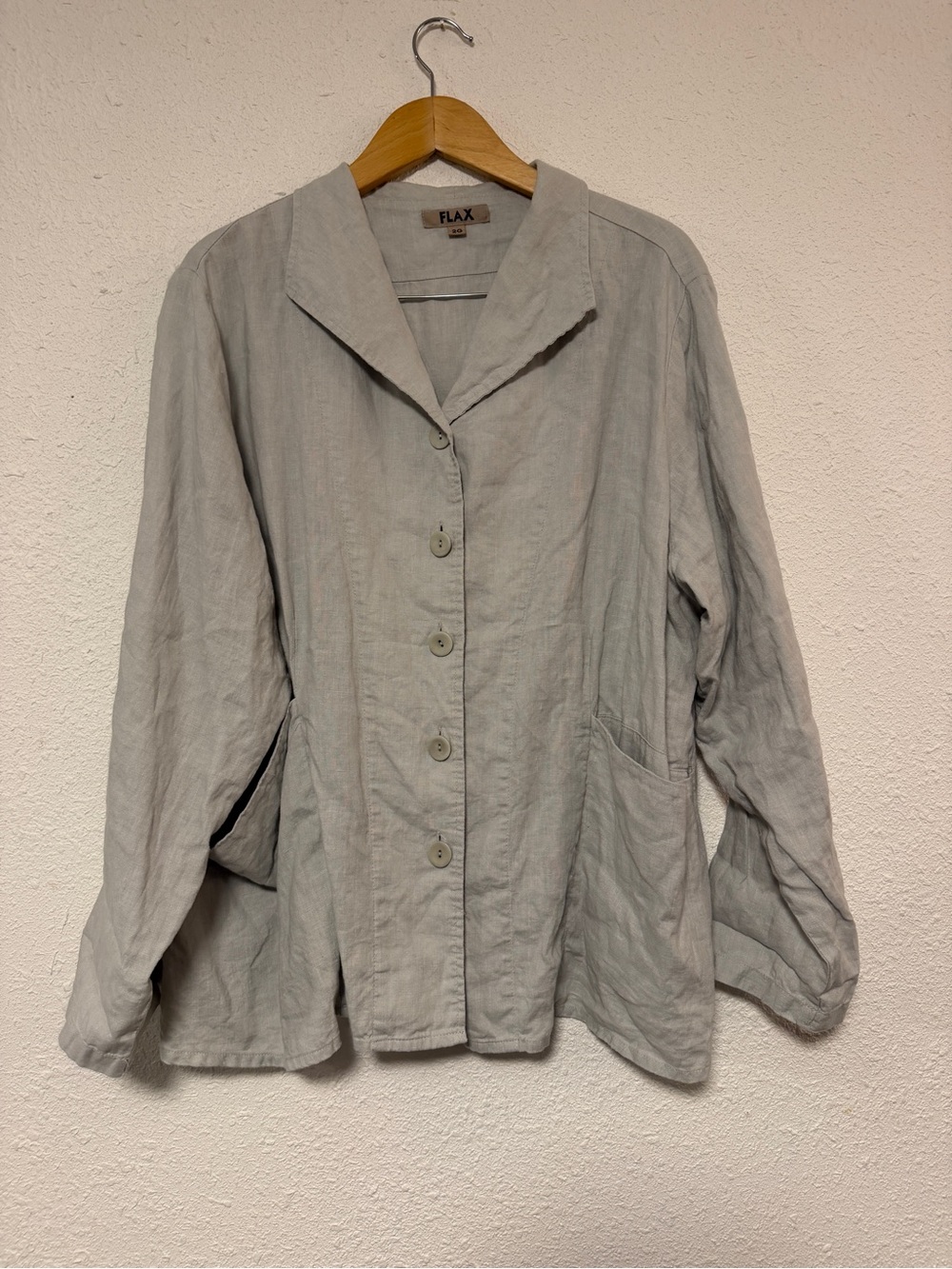 Flax Linen Light Gray Button-Front Jacket